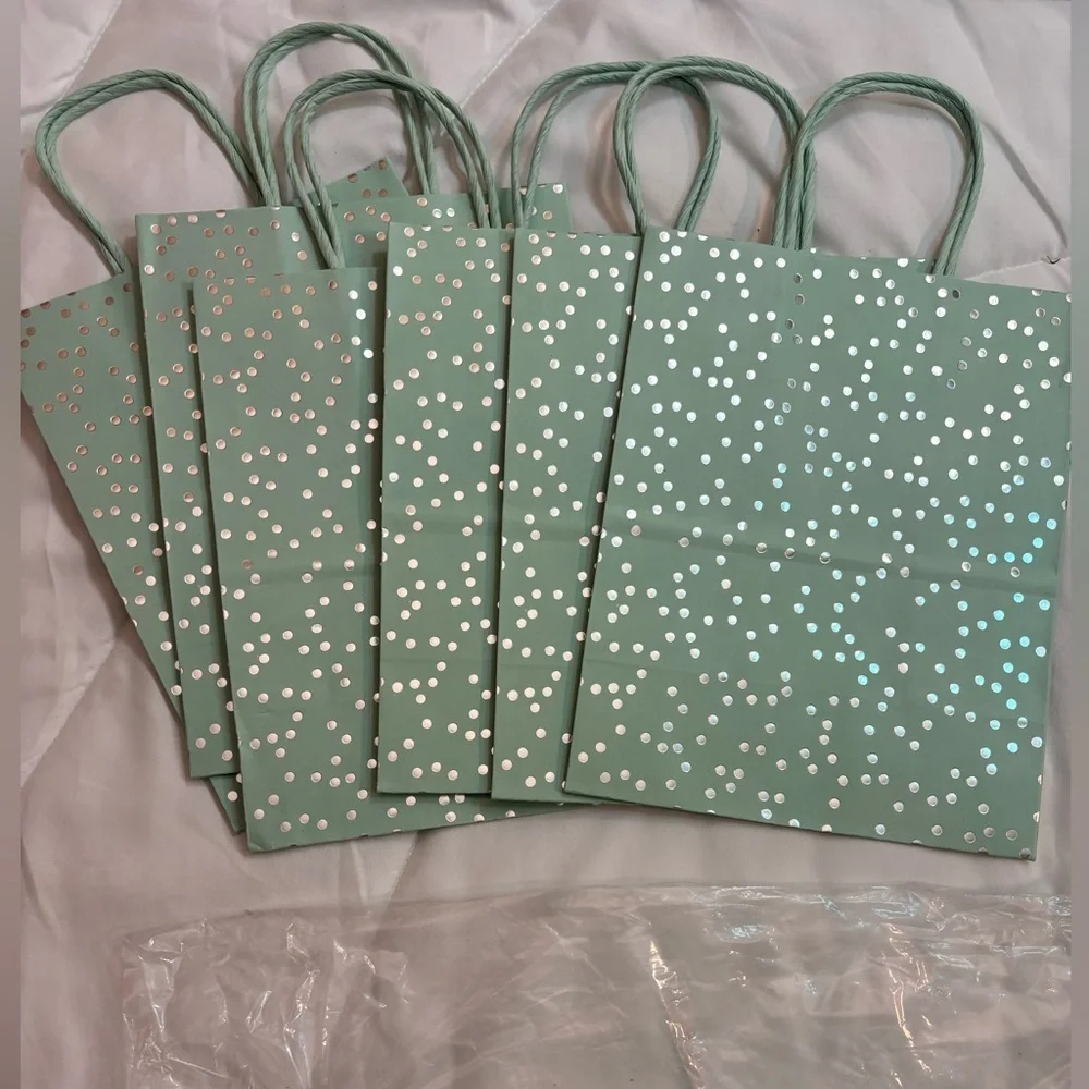 6 Silver Foil Dots Gift Bags - Spritz: Polka Dot Paper 8x10
